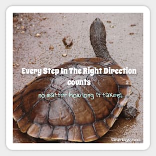 Every Step In the Right Direction Counts no Matter How Long It Takes! - Inspirational quote Slow Turtle turtles Sticker